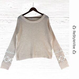 MISS ME Women’s Size L Sweater Pullover Open Loose Knit Scoop Neck Style Slouch